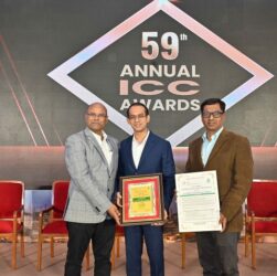 Left to Right - Rakesh Maheshwari, Deputy Manager, Mahendra Shelke, Head and Pramod Kirdat, Manager, Global Procurement & Logistics from LANXESS India with the award